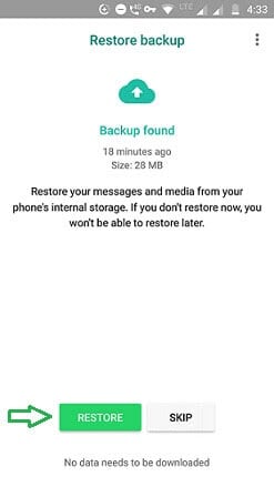 återställ whatsapp-meddelanden på Android