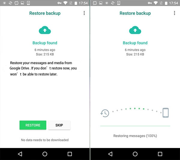 WhatsApp herstellen van Google Drive-back-up