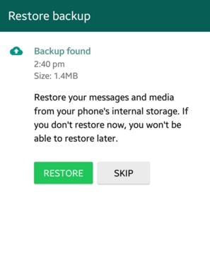 WhatsApp herstellen van lokale back-up