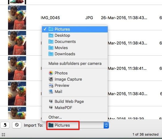 Перенос фильмов с iPad на Mac с помощью Image Capture — выберите iPad