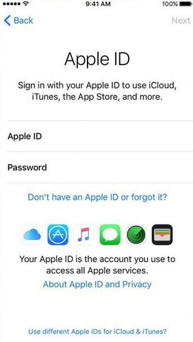 faça login no seu ID da Apple