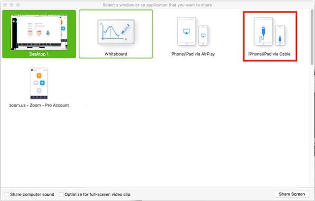 selecione o iphone ipad via opção airplay