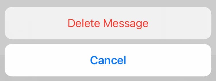 単一のメッセージを削除するには、削除を確認します
