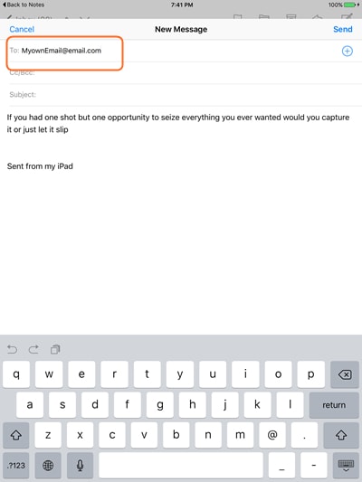 hur man överför anteckningar från iPad till dator med e-post - steg 3: välj Gmail-alternativet