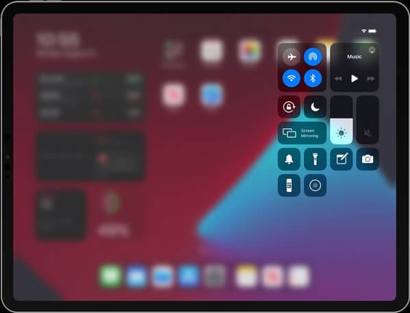 abre el centro de control en tu ipad