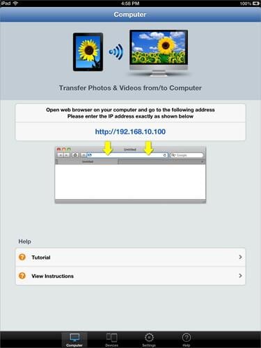 μεταφορά εικόνων από υπολογιστή σε iPad με το Simple Transfer