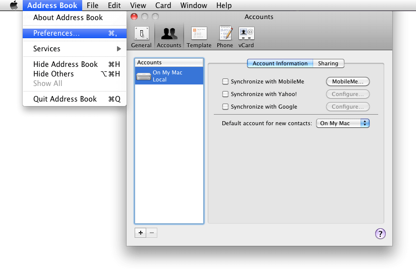 android szinkronizálása mac-el: címjegyzék mac-en