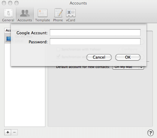 android szinkronizálása Mac rendszerrel: adja meg a gmail hitelesítő adatait
