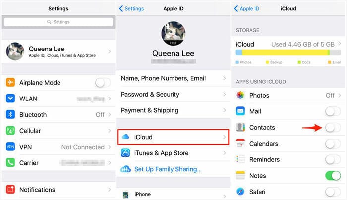 icloud contacten