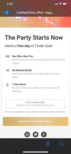 Tinder Gold ingyenes próbaverzió