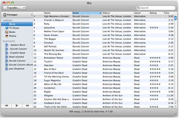 iPod-Übertragungen – So übertragen Sie den iPod auf iTunes oder Computer – iRip