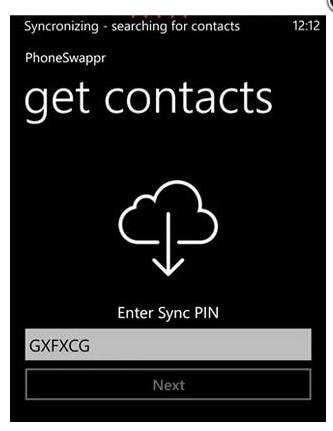 Transferencia de contactos de PhoneSwappr