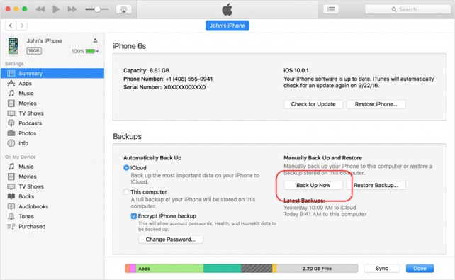 siirtää kaiken iPhone 5s:stä iPhone 8:aan iTunesin avulla