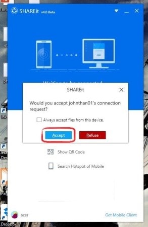 přenos souborů z Androidu na PC-desktop shareit připojení