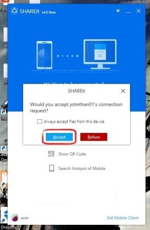 trasferire file da Android a pc-desktop connettendosi a shareit