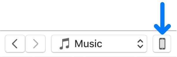 iTunes 中的 iPhone 按鈕