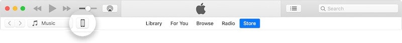 iTunes 中的 iPhone 按鈕