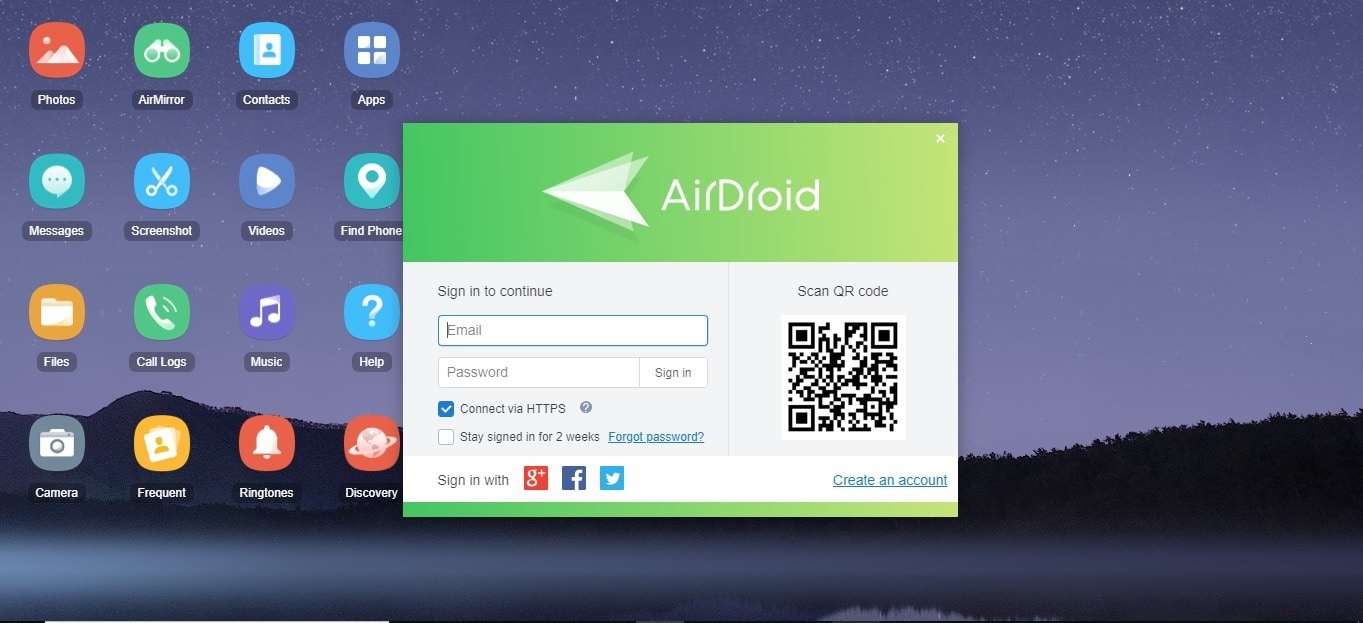 hvordan man overfører filer fra pc til Android-Airdroid