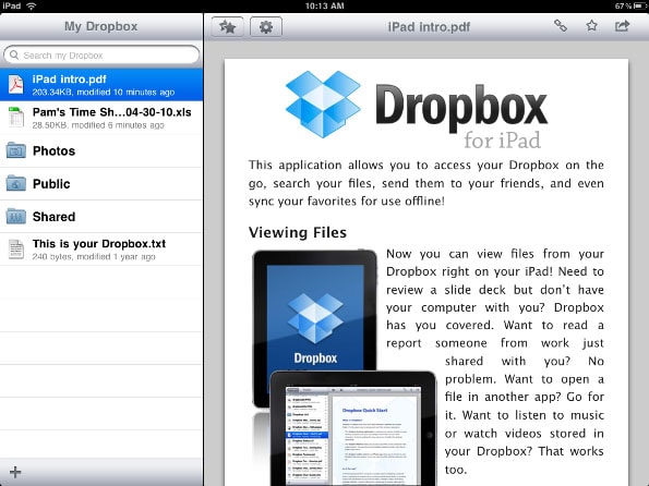 Overfør filer fra pc til iPad Dropbox