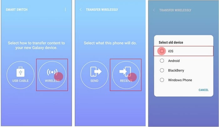transferir icloud para android usando interruptor inteligente
