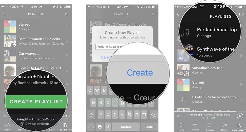 hvordan overføre musikk fra android til iphone - lag en spilleliste