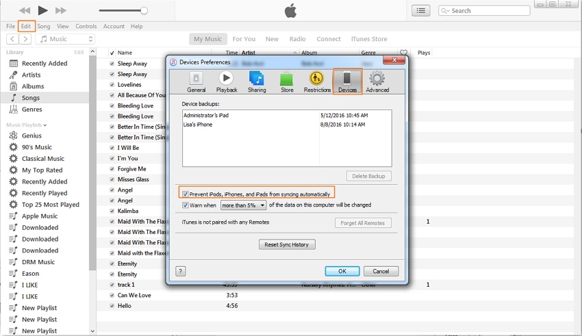 Désactiver la synchronisation automatique dans iTunes