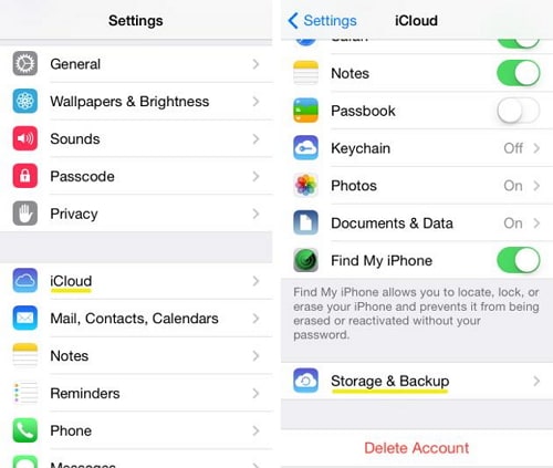 Zene átvitele iPhone-ról iCloudra – kapcsolja be az iCloud Backup kapcsolót