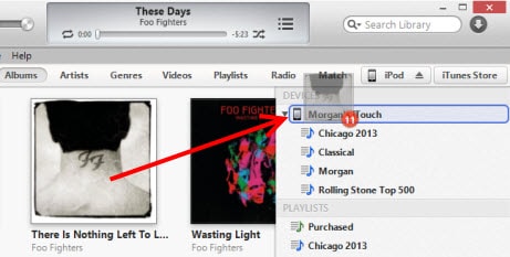 iPhone에서 iPod으로 음악 전송 - iTunes 사용