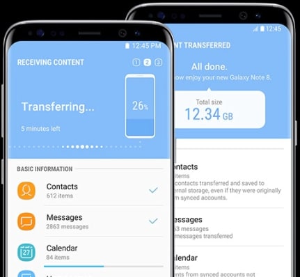 Como transferir fotos do Android para o Android pelo Smart Switc-Start Transfer pelo Smart Switch