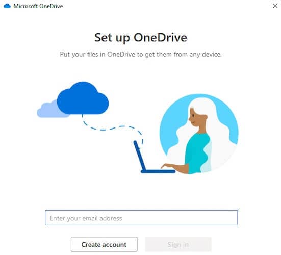 OneDrive-Anmeldebildschirm