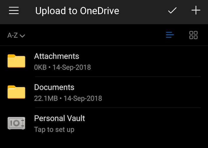 Wählen Sie den Upload-Speicherort in OneDrive aus