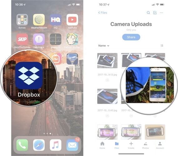 transférer des photos de samsung vers iphone en utilisant dropbox