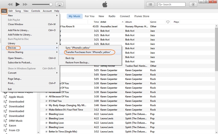 Vásárlások átvitele iPhone-ról iTunes-ra az iTunes Store-ból