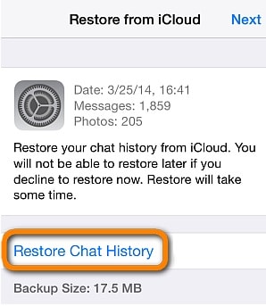 transferir whatsapp do icloud para android pelo drfone