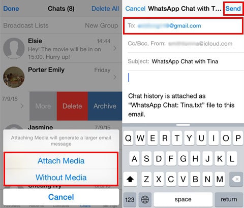 overfør whatsapp fra icloud til Android via e-mail 2