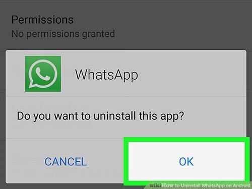 disinstalla whatsapp