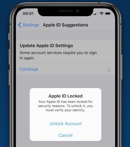 苹果id被锁定的消息