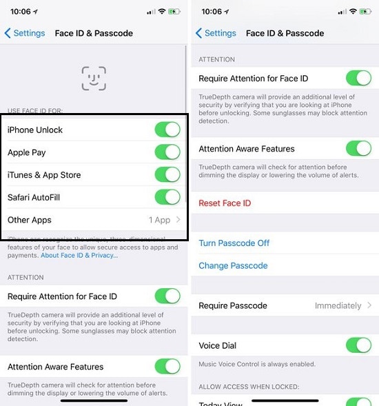 desbloquear iphone xs (max) sin identificación facial: desvincular Face ID de Apple Pay y App Store