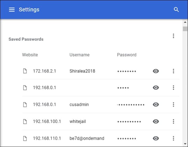 password salvate da Chrome
