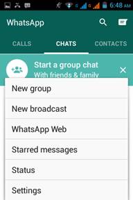 sikkerhetskopiere whatsapp-meldinger - velg Innstillinger