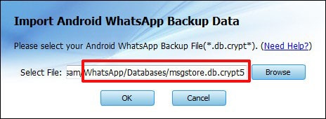 WhatsApp Backup Extractor — выберите зашифрованный файл резервной копии.