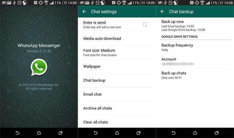 Android whatsapp varmuuskopio - google drive