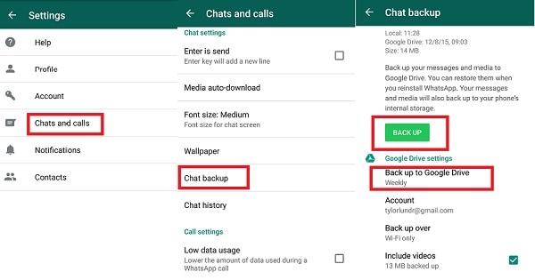 резервное копирование WhatsApp на диск Google на Android