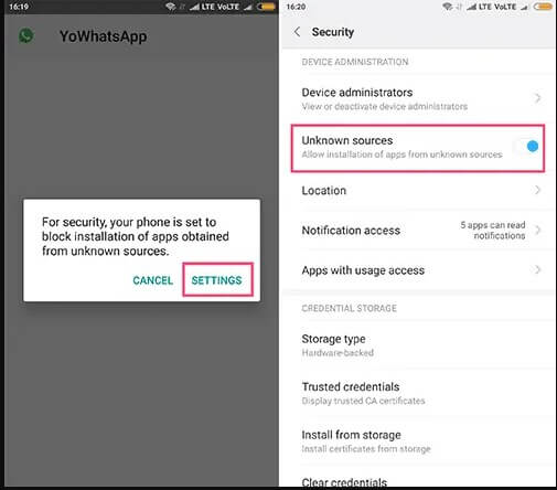 configurações para instalar o yowhatsapp